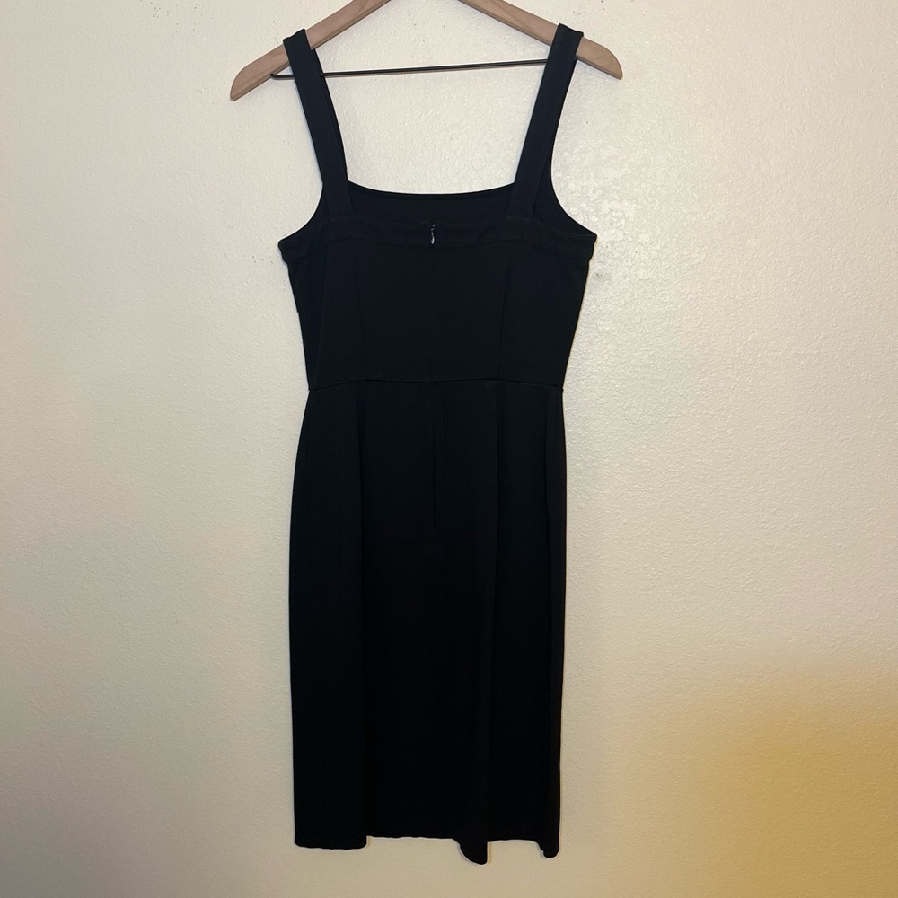 cupcakes and cashmere Black Mini Dress Square Neck Quiet Luxury Minimalist LBD - Picture 3 of 11